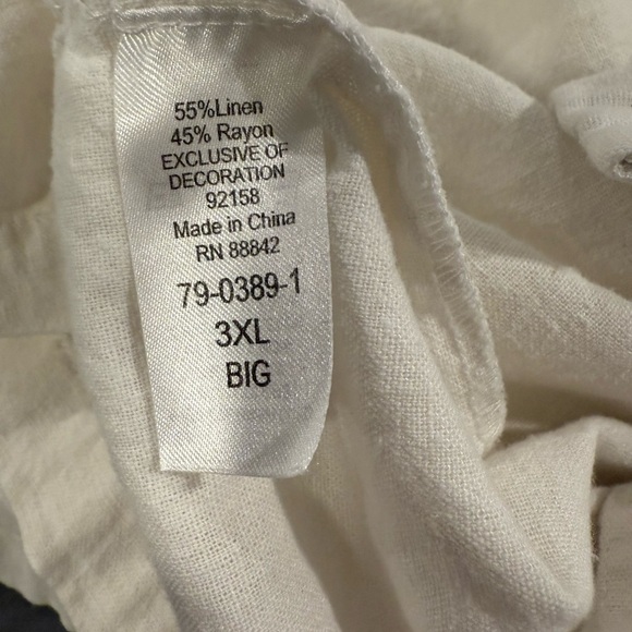 KS Island Linen Blend Button Down Shirt Size 3XL. Swim/ cover, tropical, boho. - Picture 7 of 8